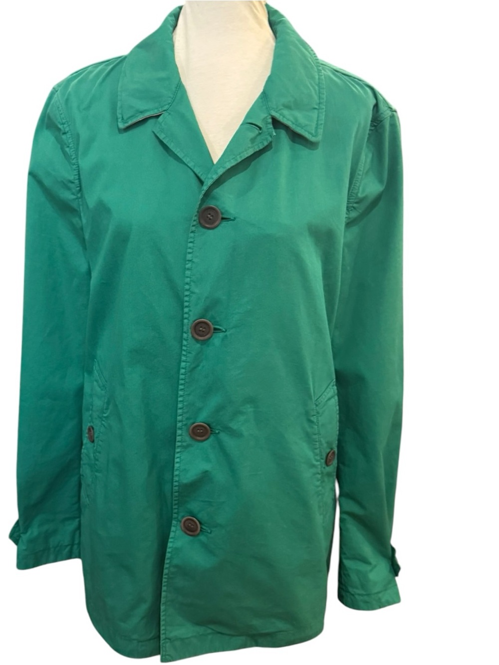 Vintage Burberry Emerald Green Single-Breasted Raincoat